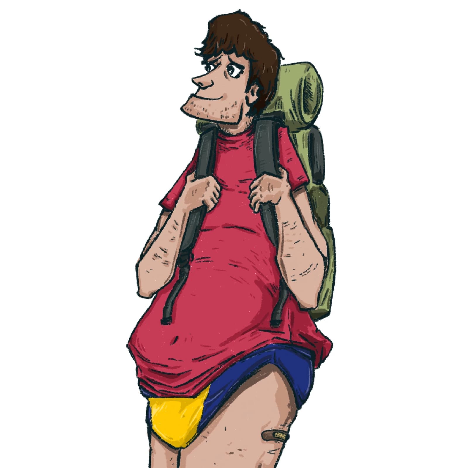 Illustration of a young man in a red shirt holding a green ball